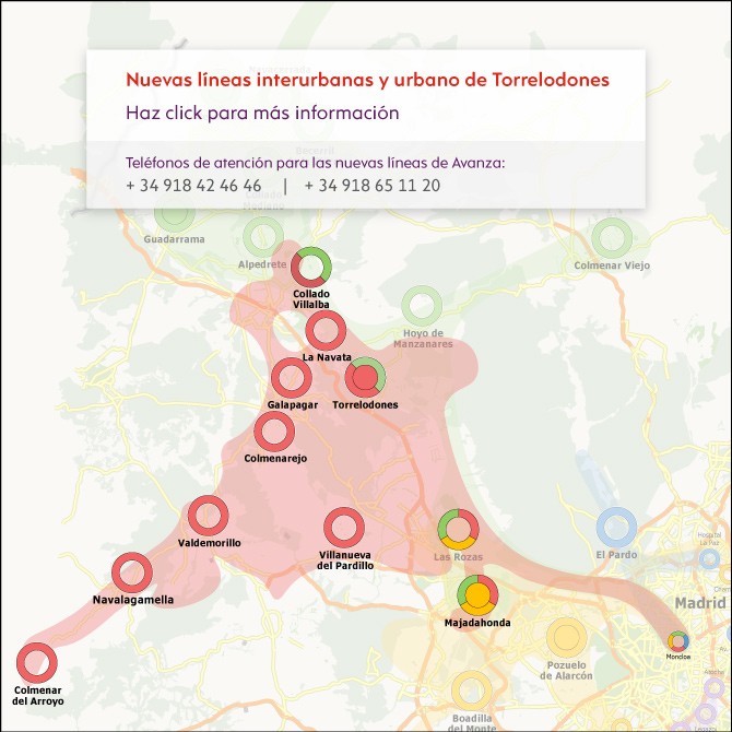 Nuevas líneas de cercanías y urbano de Torrelodones. Haz click para más información. Teléfonos de atención para las nuevas líneas de Avanza: +34918424646 y +34918651120. 